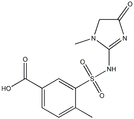 4-methyl-3-[(1-methyl-4-oxo-4,5-dihydro-1H-imidazol-2-yl)sulfamoyl]benzoic acid,,结构式