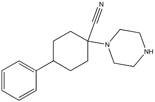 4-phenyl-1-(piperazin-1-yl)cyclohexane-1-carbonitrile 化学構造式