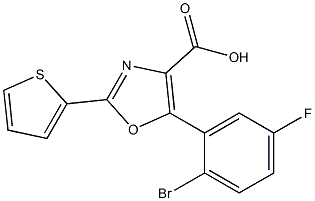 5-(2-bromo-5-fluorophenyl)-2-(thiophen-2-yl)-1,3-oxazole-4-carboxylic acid,,结构式