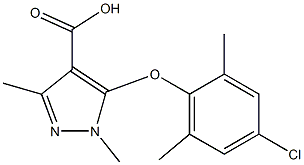 5-(4-chloro-2,6-dimethylphenoxy)-1,3-dimethyl-1H-pyrazole-4-carboxylic acid,,结构式