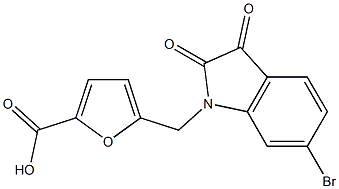 5-[(6-bromo-2,3-dioxo-2,3-dihydro-1H-indol-1-yl)methyl]furan-2-carboxylic acid,,结构式