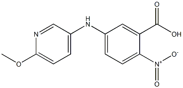 5-[(6-methoxypyridin-3-yl)amino]-2-nitrobenzoic acid Struktur
