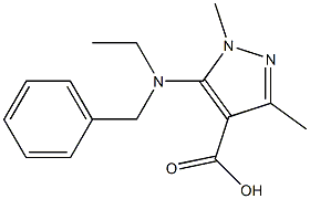 5-[benzyl(ethyl)amino]-1,3-dimethyl-1H-pyrazole-4-carboxylic acid 化学構造式