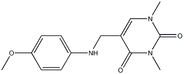 5-{[(4-methoxyphenyl)amino]methyl}-1,3-dimethyl-1,2,3,4-tetrahydropyrimidine-2,4-dione Struktur