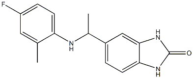 5-{1-[(4-fluoro-2-methylphenyl)amino]ethyl}-2,3-dihydro-1H-1,3-benzodiazol-2-one Structure