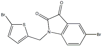 5-bromo-1-[(5-bromothiophen-2-yl)methyl]-2,3-dihydro-1H-indole-2,3-dione,,结构式
