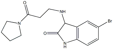 5-bromo-3-{[3-oxo-3-(pyrrolidin-1-yl)propyl]amino}-2,3-dihydro-1H-indol-2-one,,结构式