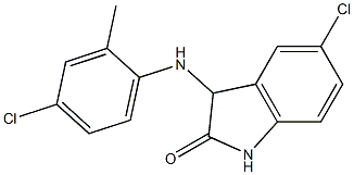 5-chloro-3-[(4-chloro-2-methylphenyl)amino]-2,3-dihydro-1H-indol-2-one 化学構造式