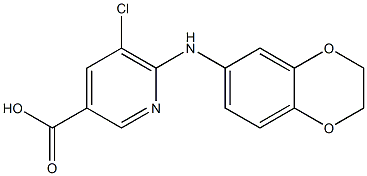 5-chloro-6-(2,3-dihydro-1,4-benzodioxin-6-ylamino)pyridine-3-carboxylic acid Structure