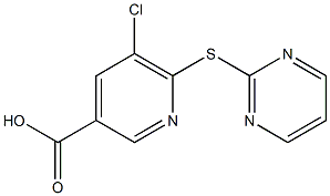 5-chloro-6-(pyrimidin-2-ylsulfanyl)pyridine-3-carboxylic acid Structure