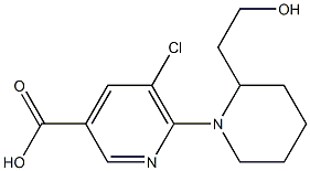 5-chloro-6-[2-(2-hydroxyethyl)piperidin-1-yl]pyridine-3-carboxylic acid Structure