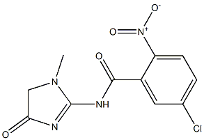 5-chloro-N-(1-methyl-4-oxo-4,5-dihydro-1H-imidazol-2-yl)-2-nitrobenzamide,,结构式