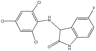 5-fluoro-3-[(2,4,6-trichlorophenyl)amino]-2,3-dihydro-1H-indol-2-one,,结构式