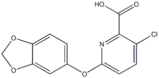 6-(2H-1,3-benzodioxol-5-yloxy)-3-chloropyridine-2-carboxylic acid 结构式