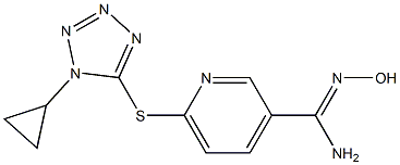 6-[(1-cyclopropyl-1H-1,2,3,4-tetrazol-5-yl)sulfanyl]-N'-hydroxypyridine-3-carboximidamide,,结构式