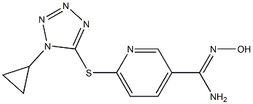 6-[(1-cyclopropyl-1H-1,2,3,4-tetrazol-5-yl)sulfanyl]-N'-hydroxypyridine-3-carboximidamide Struktur