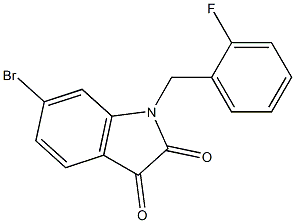 6-bromo-1-[(2-fluorophenyl)methyl]-2,3-dihydro-1H-indole-2,3-dione Struktur