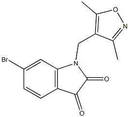 6-bromo-1-[(3,5-dimethyl-1,2-oxazol-4-yl)methyl]-2,3-dihydro-1H-indole-2,3-dione Struktur