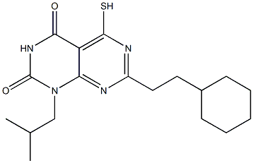 7-(2-Cyclohexyl-ethyl)-1-isobutyl-5-mercapto-1H-pyrimido[4,5-d]pyrimidine-2,4-dione,,结构式