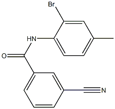 N-(2-bromo-4-methylphenyl)-3-cyanobenzamide 化学構造式