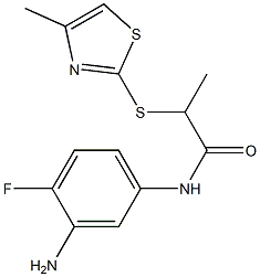 N-(3-amino-4-fluorophenyl)-2-[(4-methyl-1,3-thiazol-2-yl)sulfanyl]propanamide,,结构式