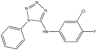 N-(3-chloro-4-fluorophenyl)-1-phenyl-1H-1,2,3,4-tetrazol-5-amine,,结构式