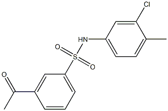 N-(3-chloro-4-methylphenyl)-3-acetylbenzene-1-sulfonamide 化学構造式