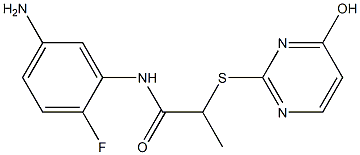 N-(5-amino-2-fluorophenyl)-2-[(4-hydroxypyrimidin-2-yl)sulfanyl]propanamide 结构式