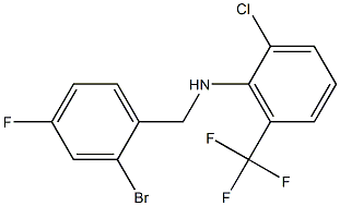 N-[(2-bromo-4-fluorophenyl)methyl]-2-chloro-6-(trifluoromethyl)aniline 结构式