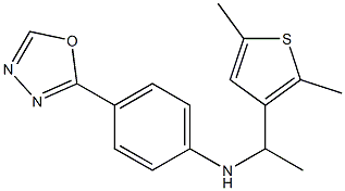 N-[1-(2,5-dimethylthiophen-3-yl)ethyl]-4-(1,3,4-oxadiazol-2-yl)aniline,,结构式