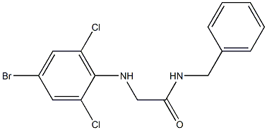 N-benzyl-2-[(4-bromo-2,6-dichlorophenyl)amino]acetamide 化学構造式