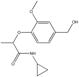 N-cyclopropyl-2-[4-(hydroxymethyl)-2-methoxyphenoxy]propanamide,,结构式