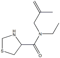 N-ethyl-N-(2-methylprop-2-enyl)-1,3-thiazolidine-4-carboxamide,,结构式