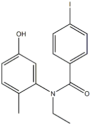 N-ethyl-N-(5-hydroxy-2-methylphenyl)-4-iodobenzamide 化学構造式