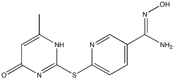 N'-hydroxy-6-[(6-methyl-4-oxo-1,4-dihydropyrimidin-2-yl)sulfanyl]pyridine-3-carboximidamide Struktur