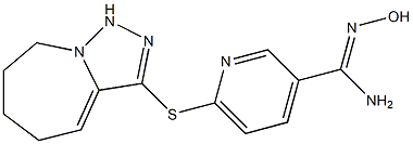 N'-hydroxy-6-{5H,6H,7H,8H,9H-[1,2,4]triazolo[3,4-a]azepin-3-ylsulfanyl}pyridine-3-carboximidamide 化学構造式
