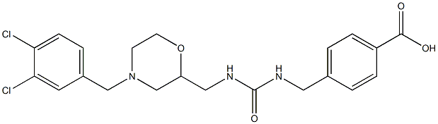 4-{3-[4-(3,4-Dichloro-benzyl)-morpholin-2-ylmethyl]-ureidomethyl}-benzoic acid 化学構造式