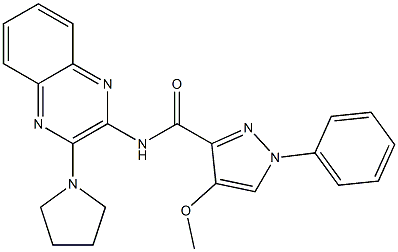 1H-Pyrazole-3-carboxamide,  4-methoxy-1-phenyl-N-[3-(1-pyrrolidinyl)-2-quinoxalinyl]- Structure