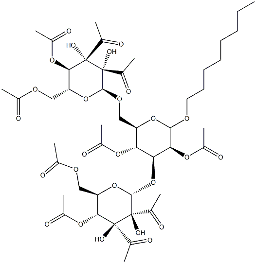 n-Octyl-2,4-O-diacetyl 3,6-Di-O-(2,3,4,6-O-tetraacetyl-a-D-mannopyranosyl)--D-mannopyranoside 化学構造式