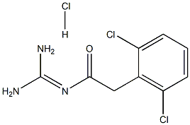 N-(diaminomethylidene)-2-(2,6-dichlorophenyl)acetamide hydrochloride 化学構造式