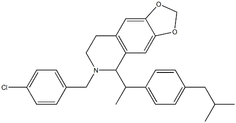 6-(4-chlorobenzyl)-5-[1-(4-isobutylphenyl)ethyl]-5,6,7,8-tetrahydro[1,3]dioxolo[4,5-g]isoquinoline,,结构式