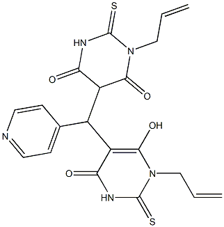 1-allyl-5-[(1-allyl-6-hydroxy-4-oxo-2-thioxo-1,2,3,4-tetrahydropyrimidin-5-yl)(pyridin-4-yl)methyl]-2-thioxodihydropyrimidine-4,6(1H,5H)-dione 化学構造式