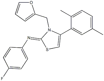 N-(4-(2,5-dimethylphenyl)-3-(2-furylmethyl)-1,3-thiazol-2(3H)-ylidene)-N-(4-fluorophenyl)amine Structure