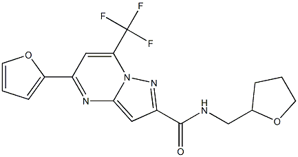 5-(2-furyl)-N-(tetrahydro-2-furanylmethyl)-7-(trifluoromethyl)pyrazolo[1,5-a]pyrimidine-2-carboxamide,,结构式