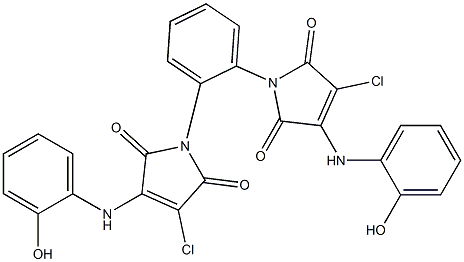 3-chloro-1-{2-[3-chloro-4-(2-hydroxyanilino)-2,5-dioxo-2,5-dihydro-1H-pyrrol-1-yl]phenyl}-4-(2-hydroxyanilino)-1H-pyrrole-2,5-dione 化学構造式