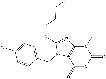 8-(butylsulfanyl)-7-(4-chlorobenzyl)-3-methyl-3,7-dihydro-1H-purine-2,6-dione Structure