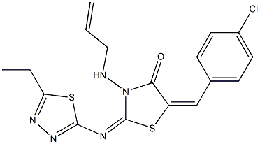 3-(allylamino)-5-(4-chlorobenzylidene)-2-[(5-ethyl-1,3,4-thiadiazol-2-yl)imino]-1,3-thiazolidin-4-one,,结构式