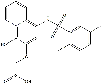 [(4-{[(2,5-dimethylphenyl)sulfonyl]amino}-1-hydroxy-2-naphthyl)sulfanyl]acetic acid,,结构式