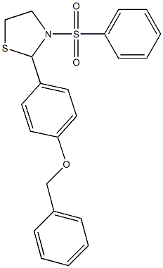 2-[4-(benzyloxy)phenyl]-3-(phenylsulfonyl)-1,3-thiazolidine,,结构式