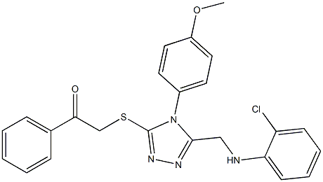 2-{[5-[(2-chloroanilino)methyl]-4-(4-methoxyphenyl)-4H-1,2,4-triazol-3-yl]sulfanyl}-1-phenylethanone,,结构式